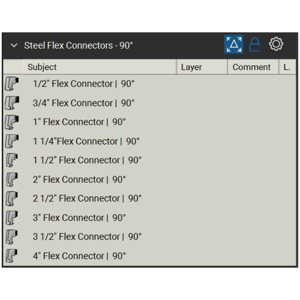 Bluebeam Toolset Steel Flex Connector 90