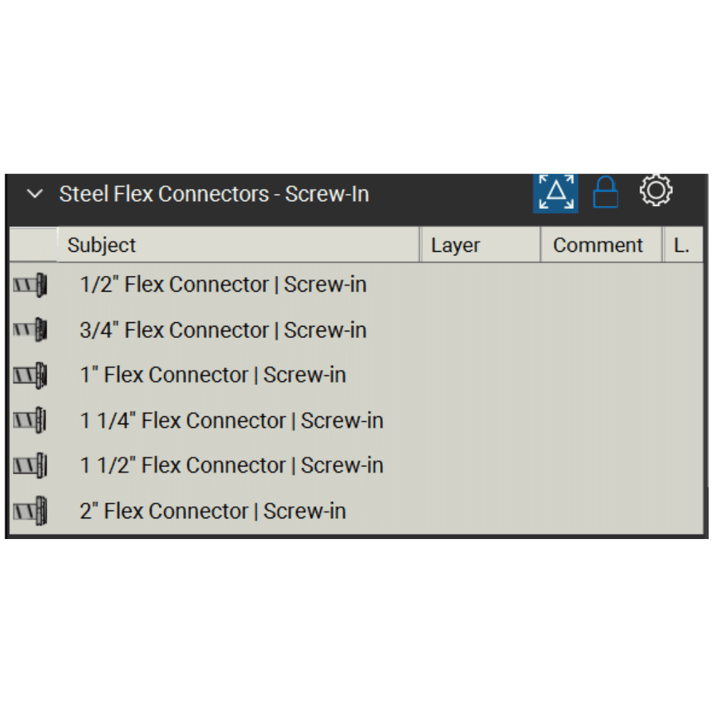 Bluebeam Toolset Steel Flex Connector Screw In